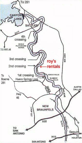 Roy S Rentals On The Guadalupe River Map Directions